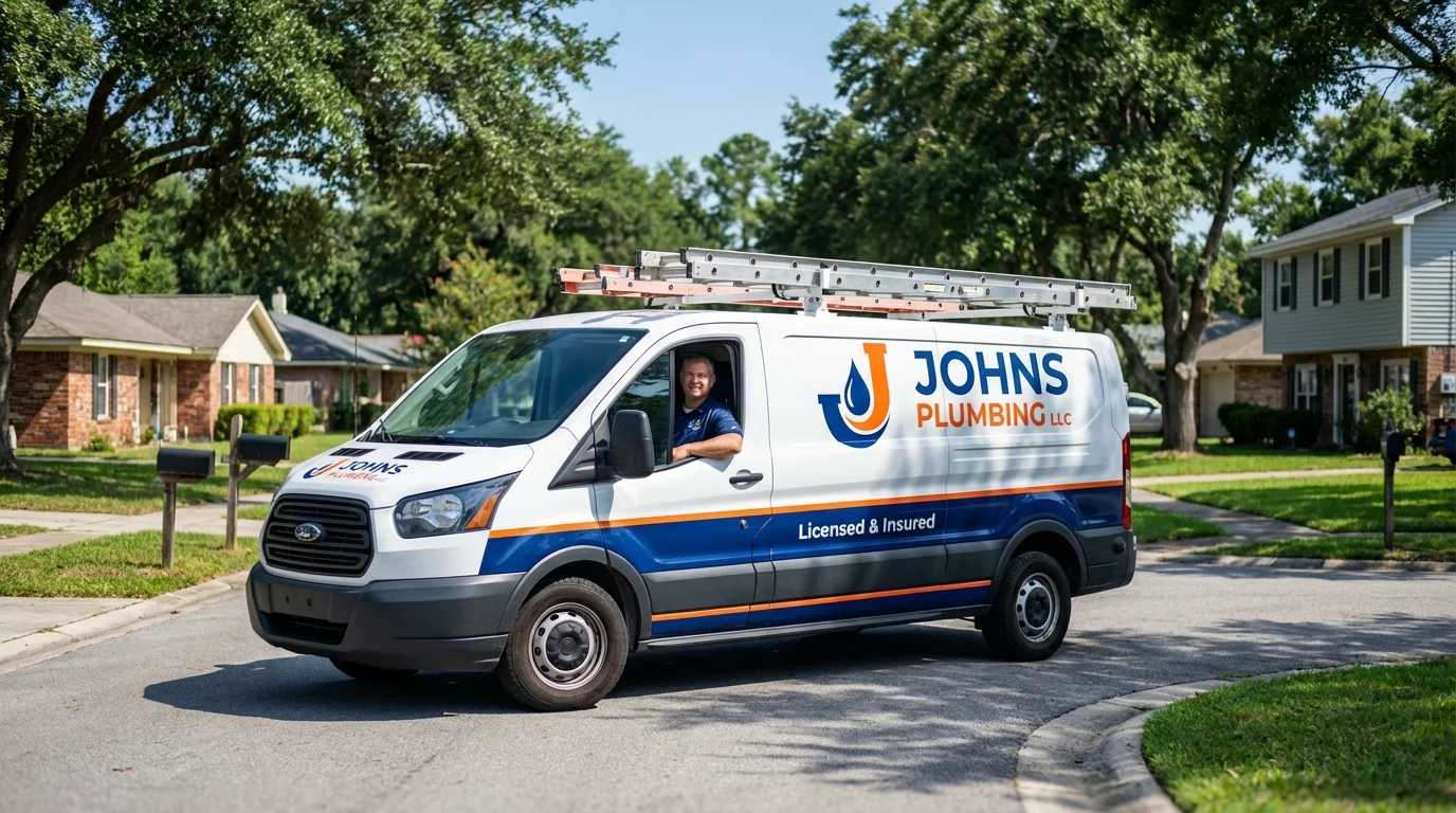 Johns Plumbing LLC service van in Battle Creek, MI