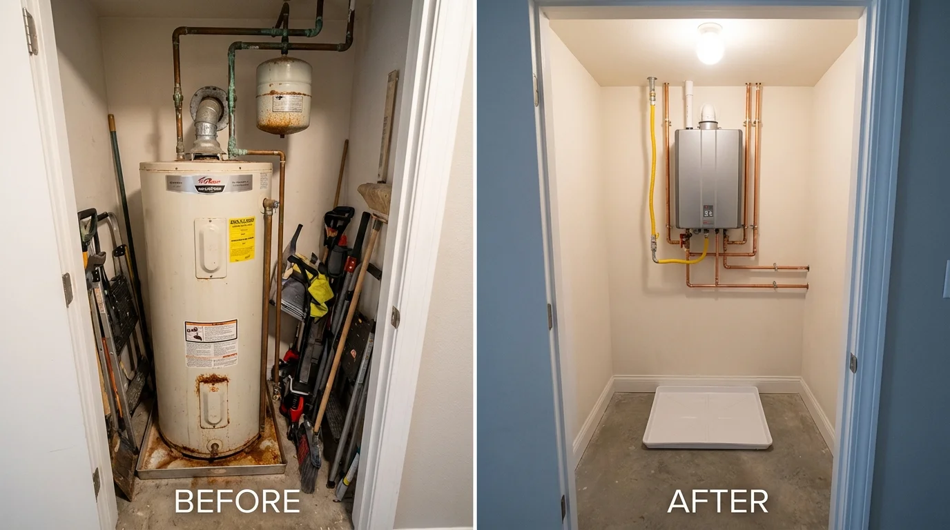 Tank water heater versus wall-mounted tankless unit comparison for Battle Creek, MI homeowners